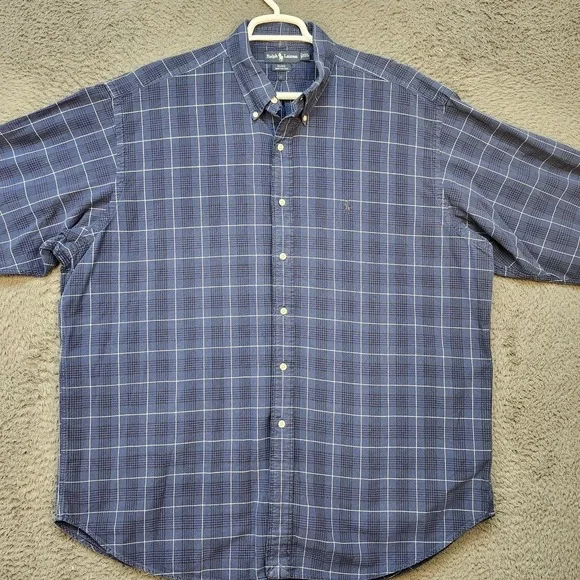 Ralph Lauren Shirt Mens 2XL Blue Plaid Blake Button Down Long Sleeve Polo Pony - Picture 1 of 9